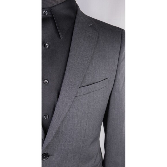 Zara Bazer Mens Sz 36 Solid Gray 2 Button Sport Coat Jacket Blazer Wool Blend - Picture 4 of 14